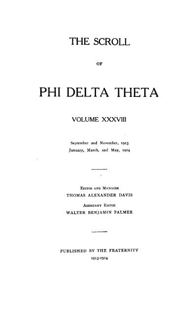 1913–14 Volume 38 No 1–5 - Phi Delta Theta Scroll Archive